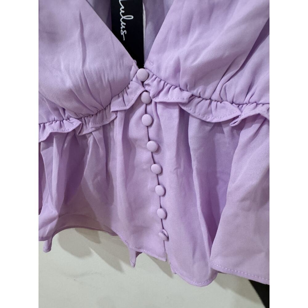 Lulus Irresistible Charisma Lavender Peplum Crop Top - S NWT Coquette Milkmaid - Picture 7 of 8